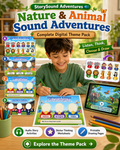 Nature and animal audio stories for kids with printable worksheets, video access, and sticker thinking activities.